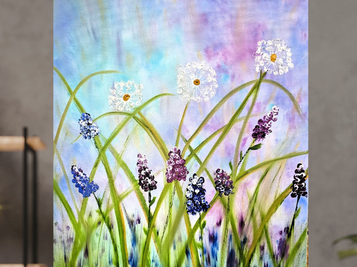 Softly Blooming — wildflower meadow painting