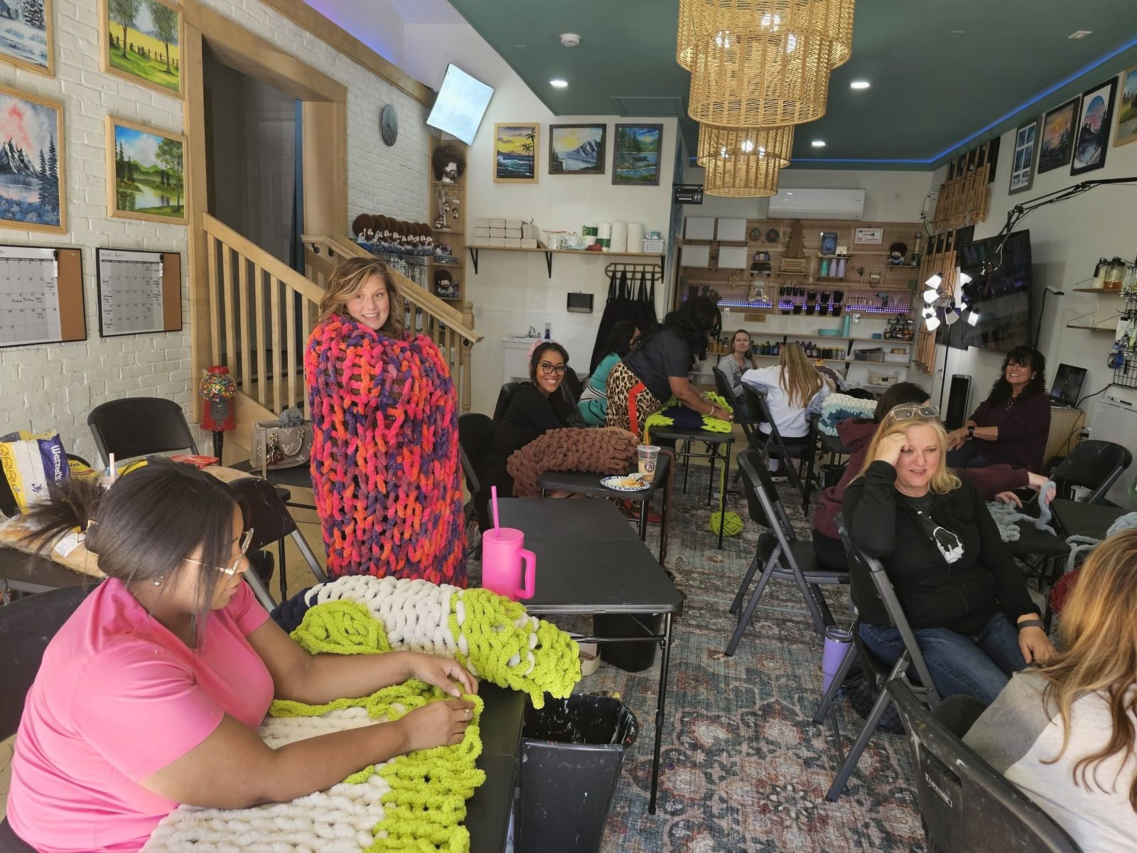 A full, happy class in the finished studio today (3 of 7)
