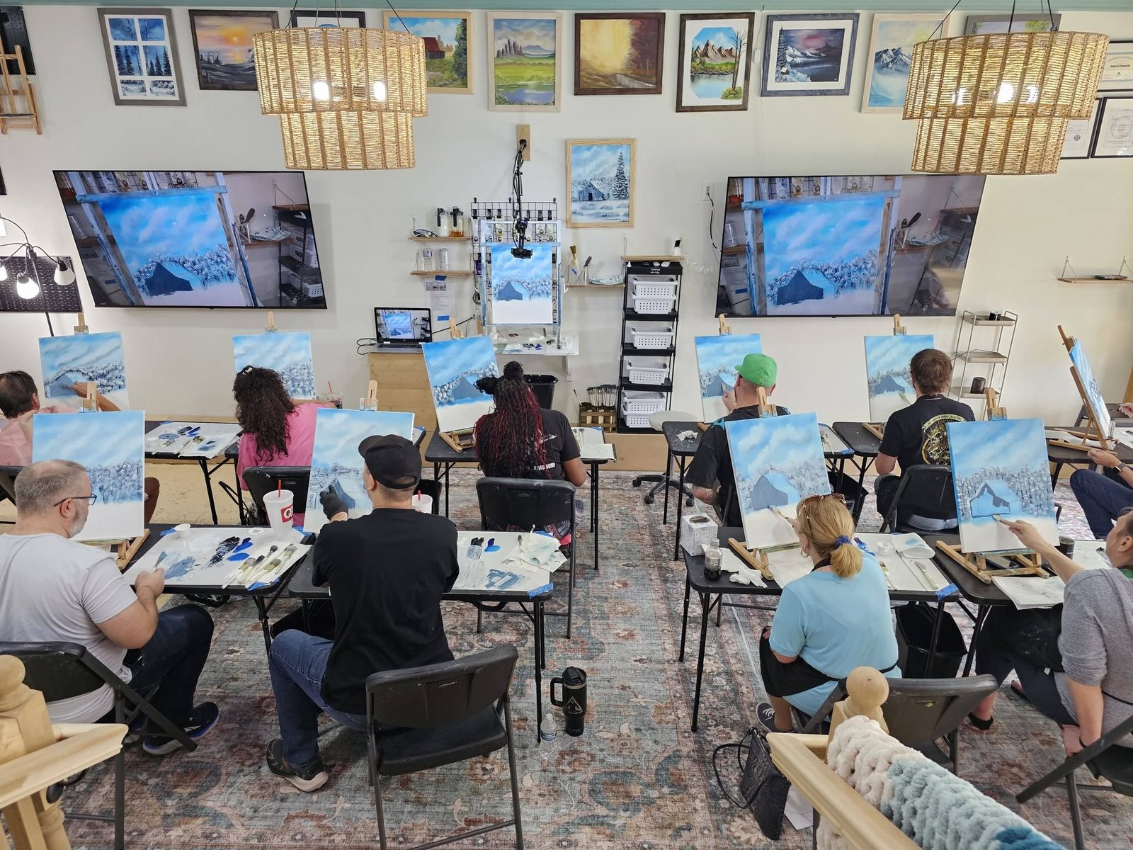 A full, happy class in the finished studio today (4 of 7)