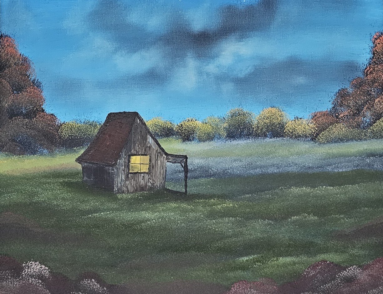 Cabin in the Meadow — original oil painting by Crystal
