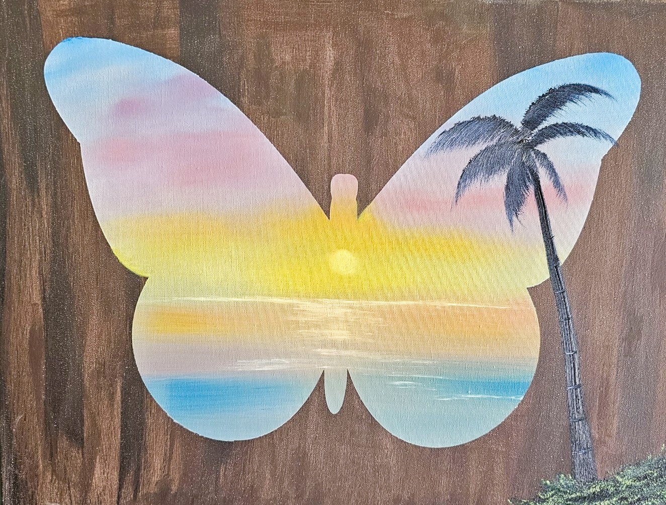 Butterfly Sunset — original oil painting by Crystal