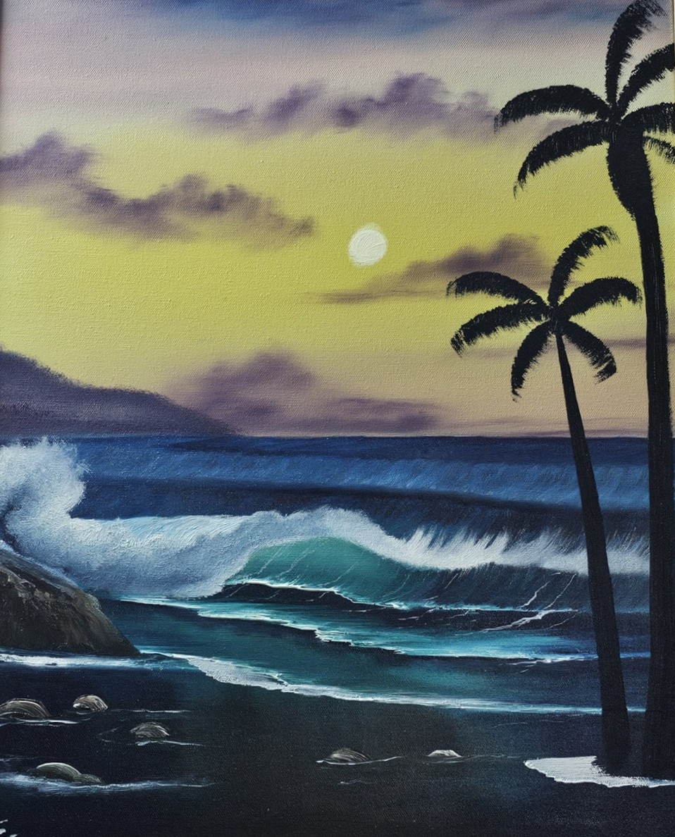 Palms at Dusk — original oil painting by Crystal